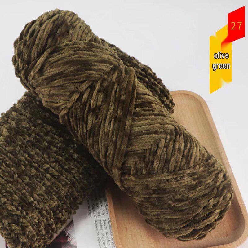 Chenille Golden Silk Velvet Yarn Ball - Medium Thick Glossy Yarn for Hand Knitting and Crochet Slippers.