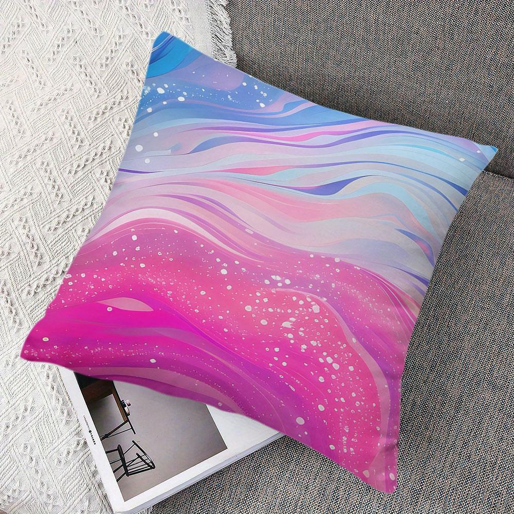 Blue - Pink Wave Flow Square Jacquard Pillow Cover for Sofa Office Waist Cushion Cover Home Decorative Pillowcase