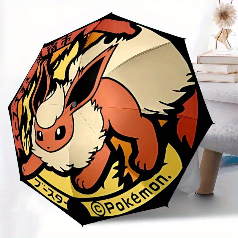 Pokemon Eevee Automatic Folding Umbrella with Sturdy Iron Frame, Portable Compact Travel Umbrella All-Season Use Parties019
