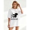 Übergroßes T-Shirt Schwarz Ich liebe Dackel Hundeaufdruck Für Freizeitkleidung Und Alltagsoutfits