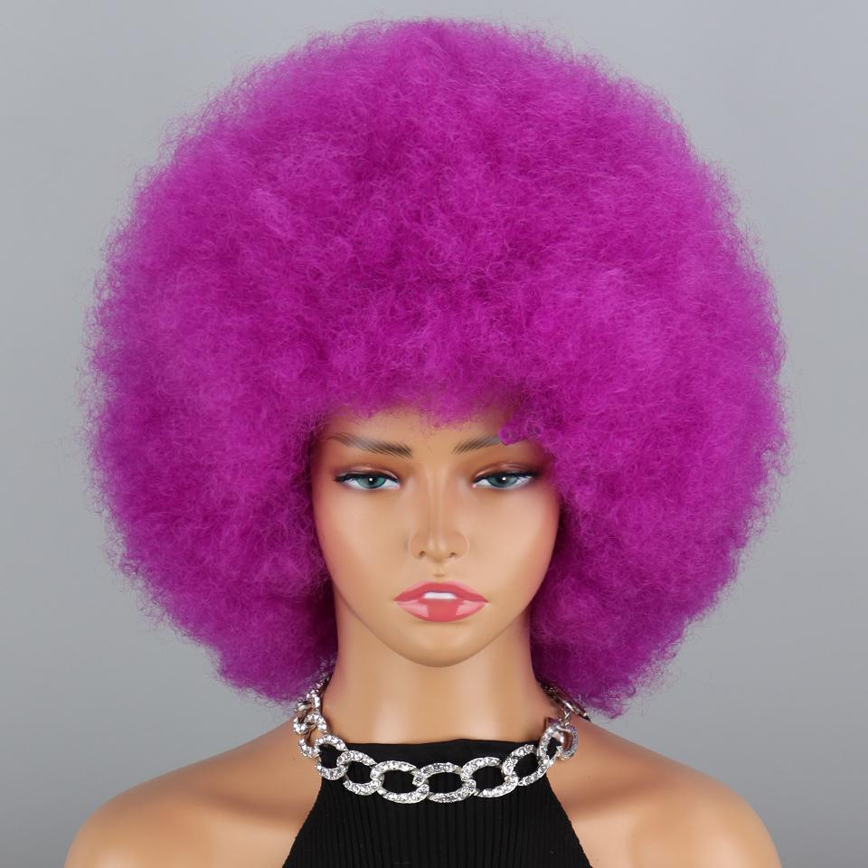 MISSQUEEN Gelockte Afro-Perücke in Regenbogenfarben für Kinder und Frauen, Kunstfaser, gelockte Afro-Perücke, Cosplay, Alltagskleidung, verworrene lockige Perücke