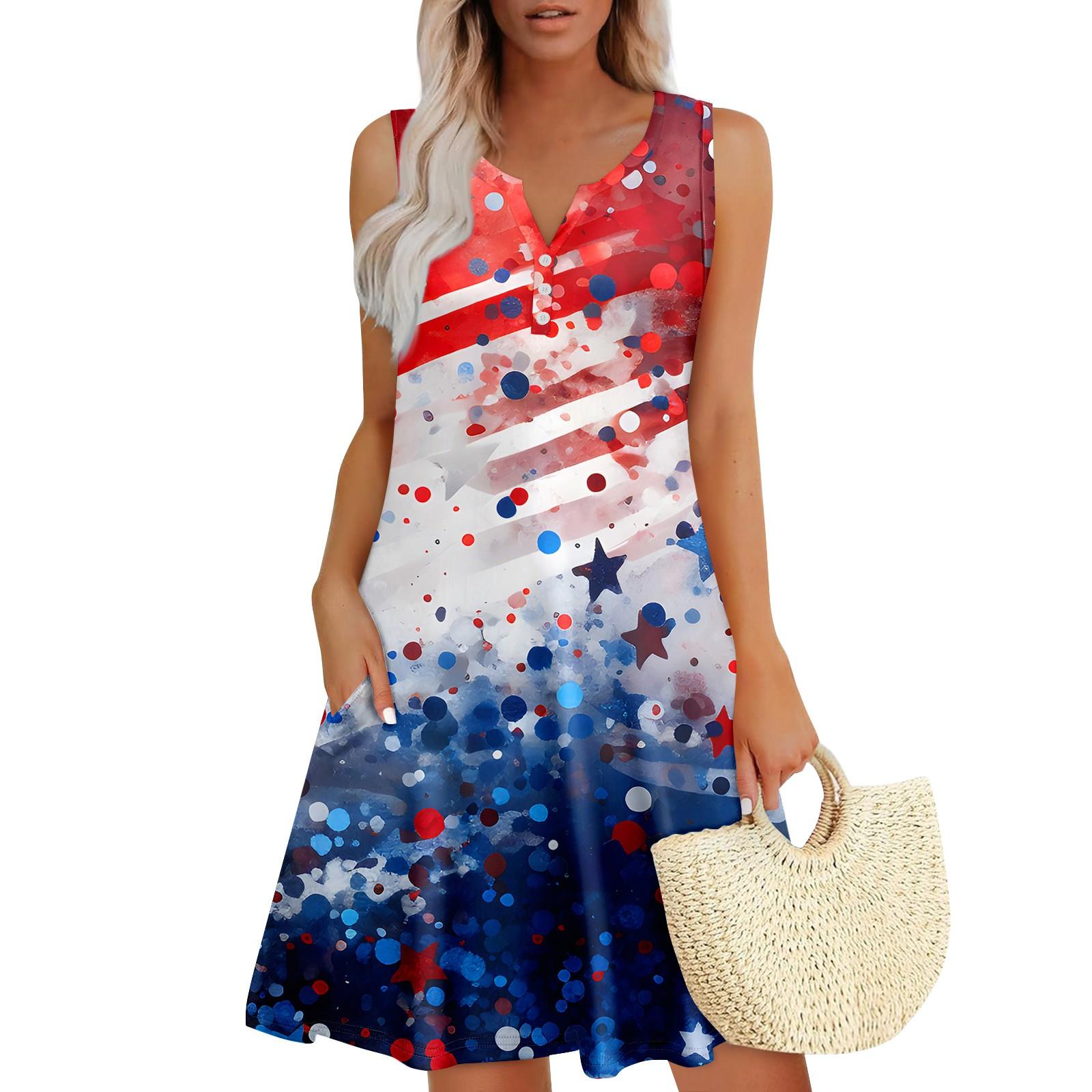 

Жіночі літні сукні з V-подібним вирізом без рукавів Сарафани Сукня з кишенями XL червоний