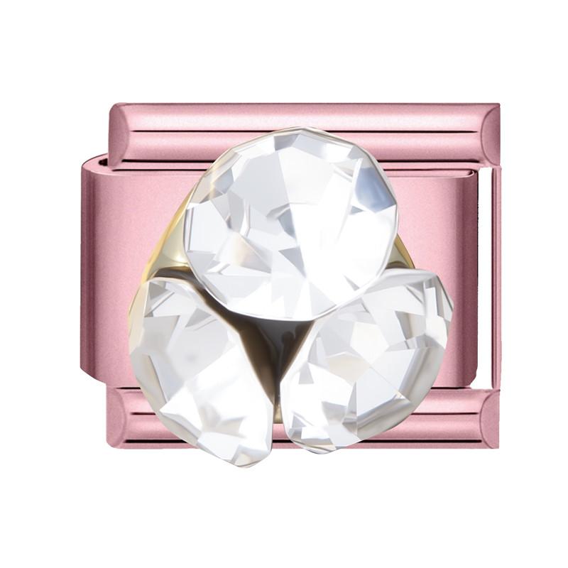 Y2K Pink Glitter Zircon Heart Flowers Rabbit Crystal Italian Charm Fit 9MM Stainless Steel Bracelet Women Men DIY Jewelry Gift