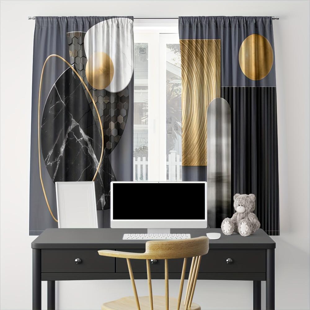 2 szt. Abstrakcyjny Geometryczny Nadruk Artystyczny Zasłony z Kieszeniami na Karnisz Drukowane Cyfrowo Zasłony do Salonu Sypialni Gabinetu Jadalni