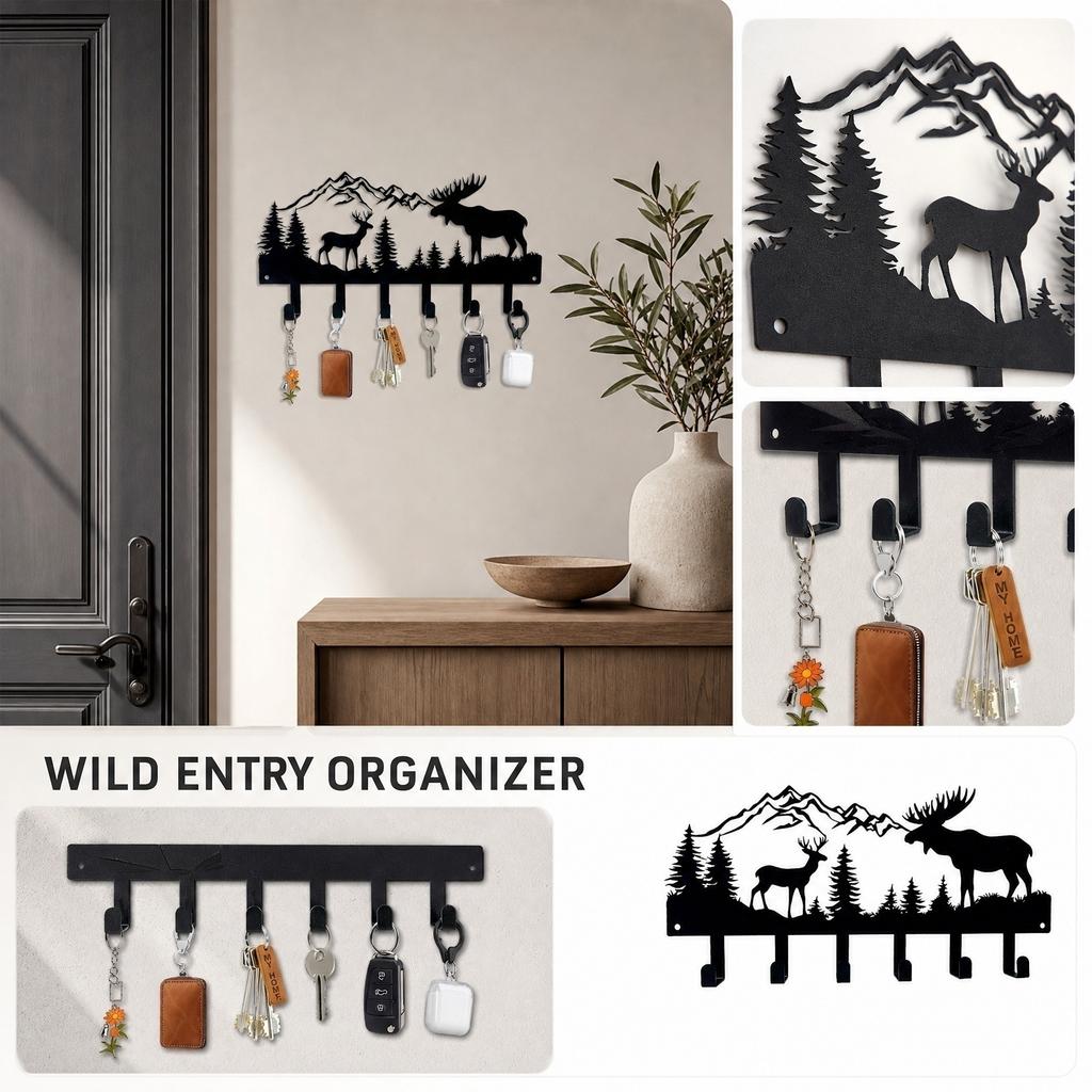 Wrought Hook Rack with Two Hooks, Key Holder for Wall, , Door Hanging , Entryway Coat Rack