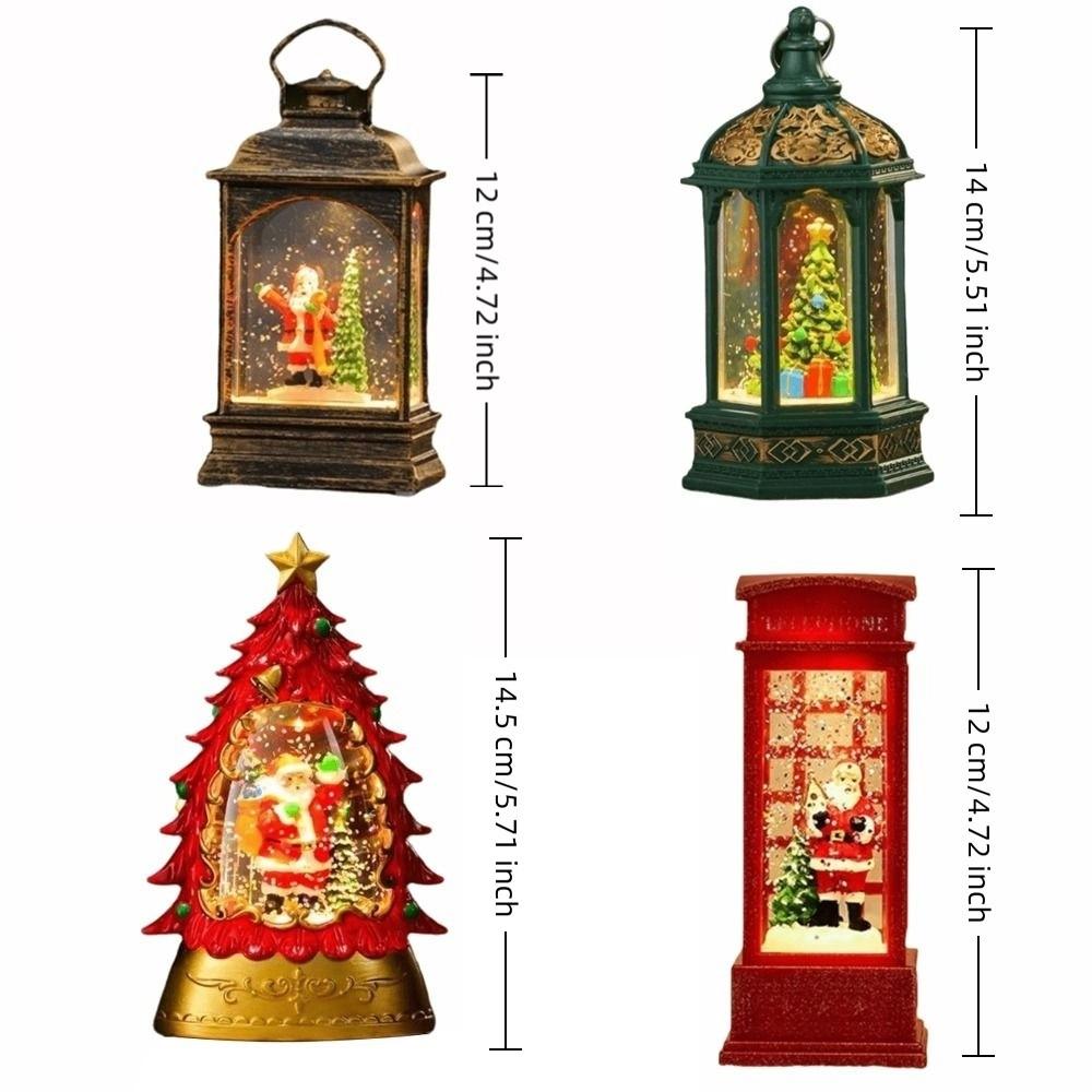 New Xmas Tree Christmas Wind Light Santa Claus Hexagonal Xmas Tree Shape Light Snow Globe Lamp Table Centerpiece