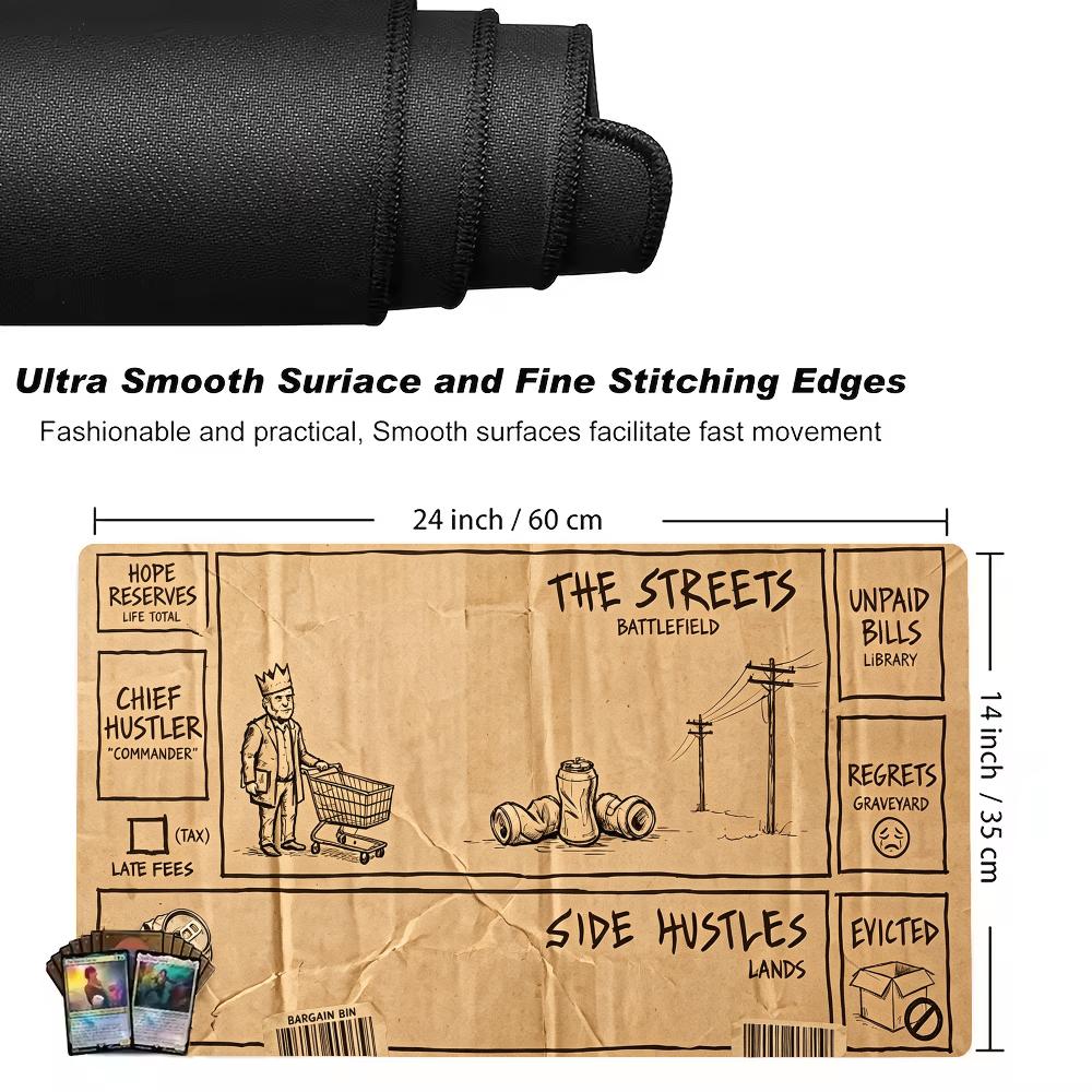 Vintage Worn Paper Street Sketch Card Game Playmat XXL Mousepad Stitched Edge Non-Slip Rubber Base Thick Wear For work Card game