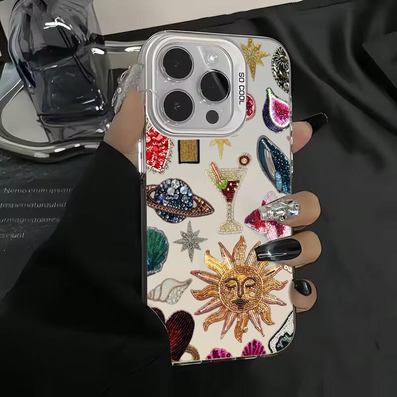 Retro Style Face Sun Stars Electroplate Silver Case For  Redmi Note 14 13 12 11 10 Pro Plus 5G 12S 11 Redmi 14C 13 Cover