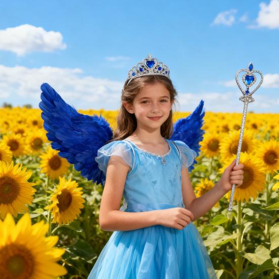 Angel Wing for Girls Women Feather Wings with Crown And Wand Fairy Costume Accessories for Cosplay Halloween Party