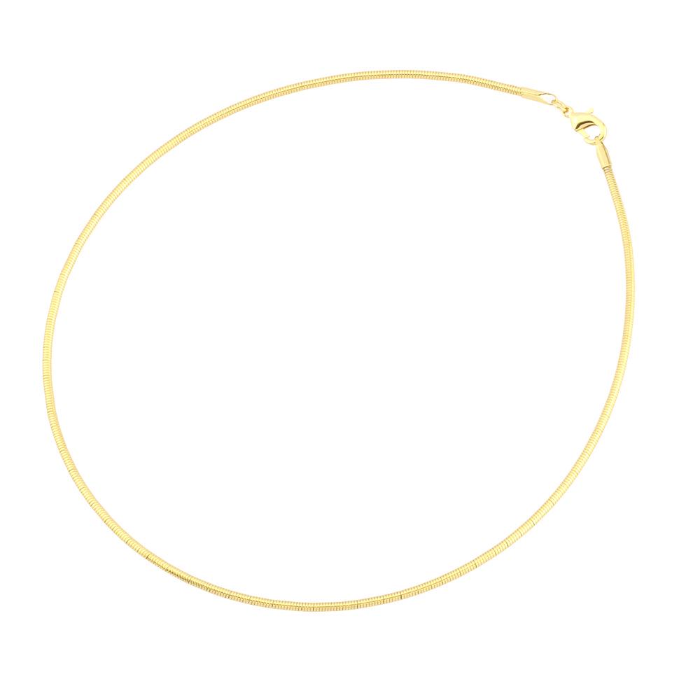 18K Copper-Plated Gold Snake Bone Necklace - Women's Hip Hop Style Metal Flat Chain Collarbone Necklace