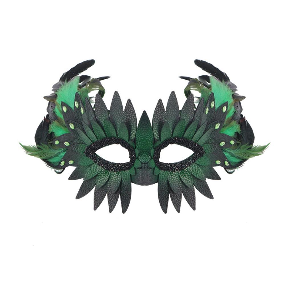 Hot PU Leather Bird-beak Mask Black Half-face Owl Feather Mask Exquisite Halloween Mask Carnival