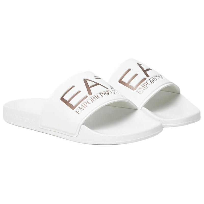 EMPORIO ARMANI EA7 Trendy Flat Silent Slide Slippers Unisex White 7X000108AF15118MZ095