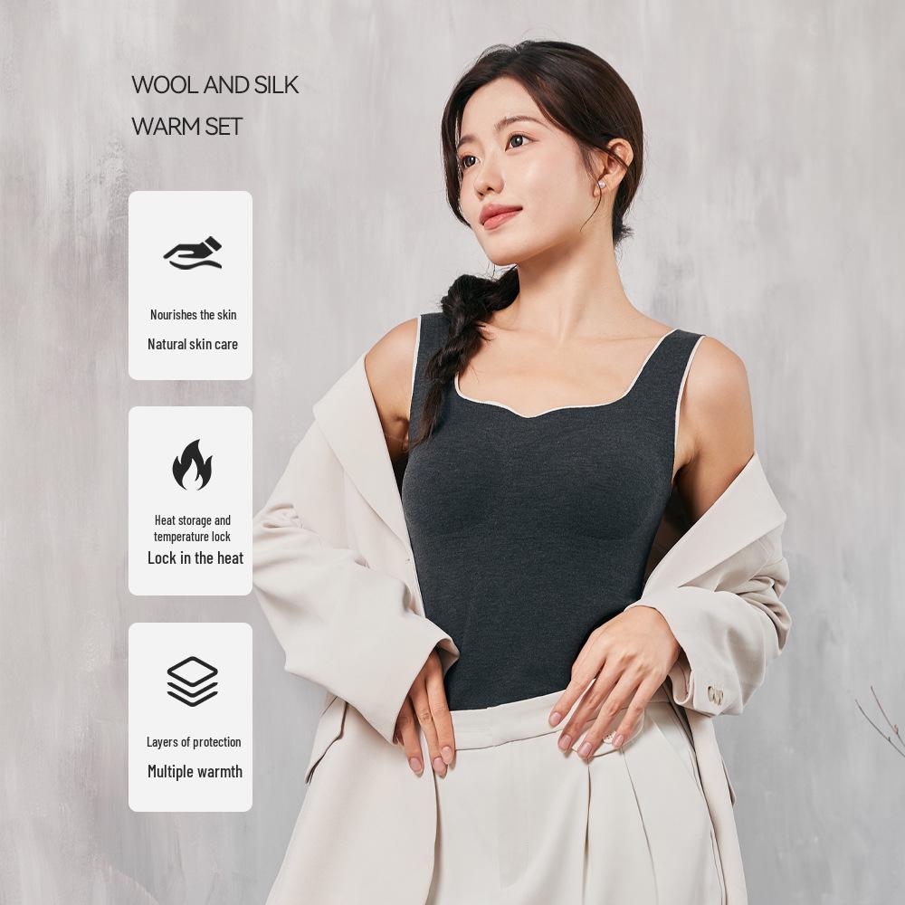 Women's Cashmere Silk Padded Bra Vest for Autumn/Winter Warmth