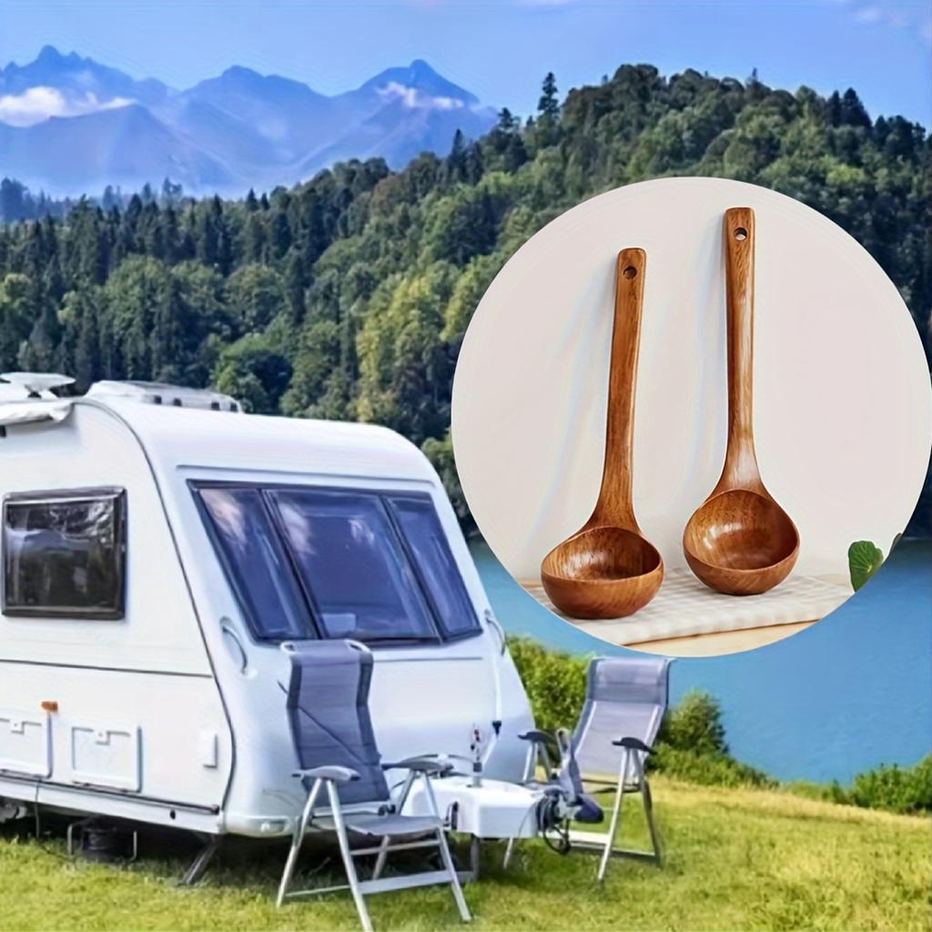 1pc Wooden Soup Spoon Non-stick Cooking Utensil Food Contact Safe Kitchen Utensil for Cooking and Serving,  Ideal for Home and RV Use