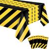 4 Pack Construction Tablecloth Construction Road Party Decorations Rectangular Racing Car Theme Table Covers Dump Truck Birthday Table Cloth for Kids