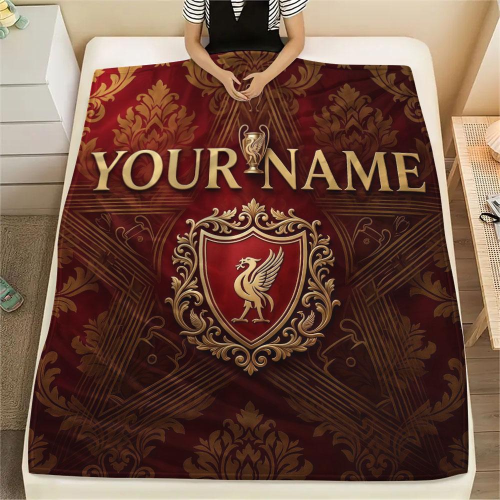 Custom Name,Liverpool Printed Flannel Blanket, Soft Throw for Bedroom Sofa, Washable, Christmas Present, Great Gift.
