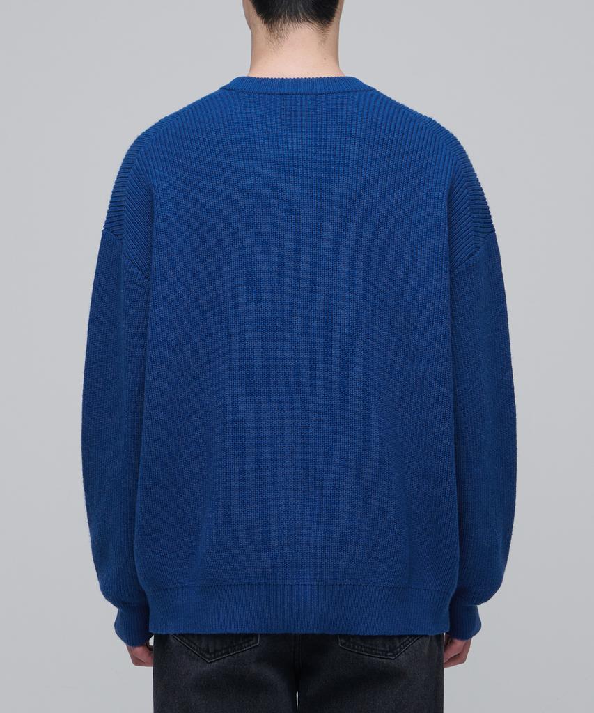 Musinsa Standard Oversized Ribbed Crew Neck Knit [Blue]