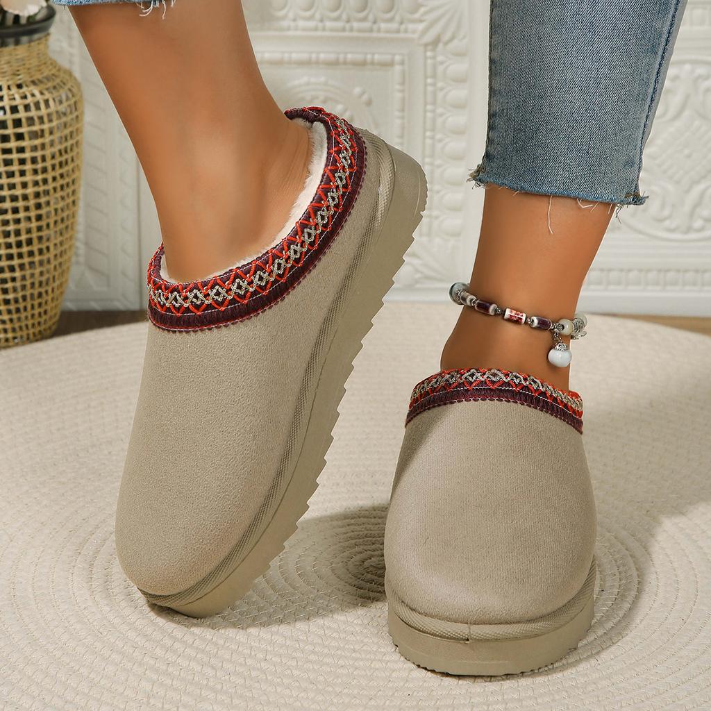 Snow Boots Women's New Winter Velvet Thick Sole Heightened Bag Head Large Size Velvet Thickened Cotton Shoes