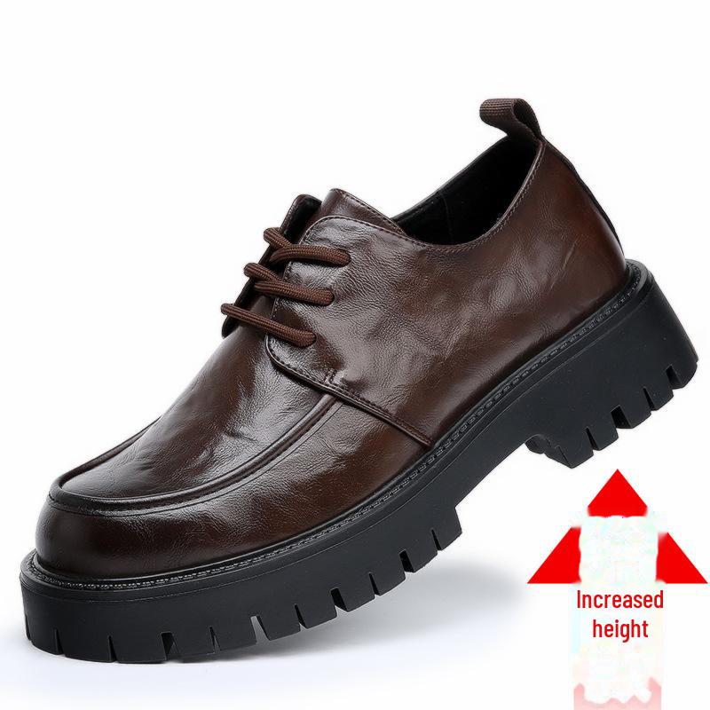 "Pánské trendy kožené boty s tlustou podrážkou 2024": Neformální a formální design zvyšující výšku"