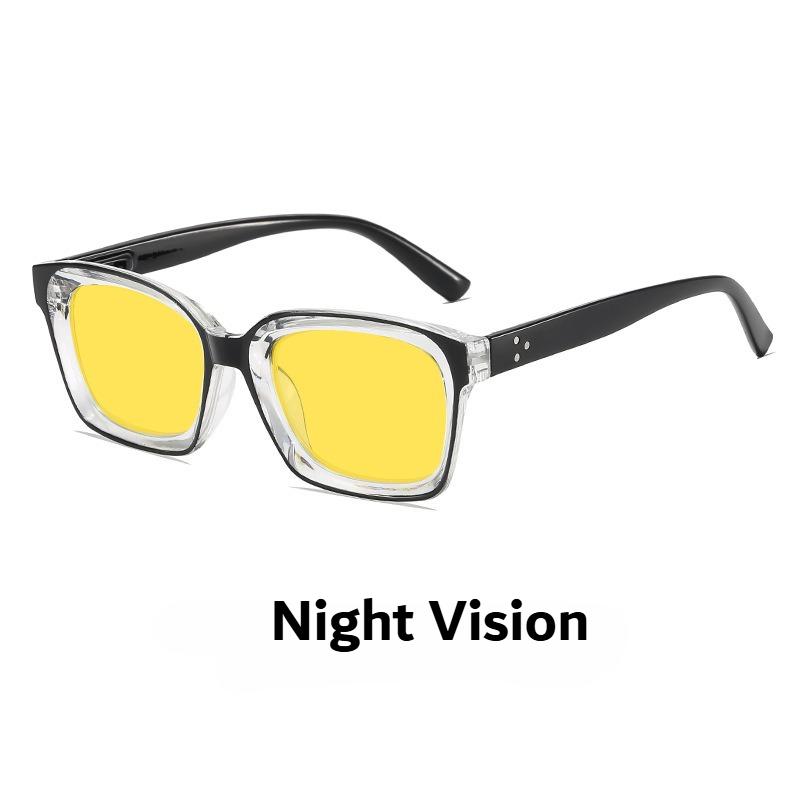 New Retro Night Vision Anti Blue Light Glasses Men‘s High Quality Square Frame No Diopter Reading Glasses with Orange Lenses