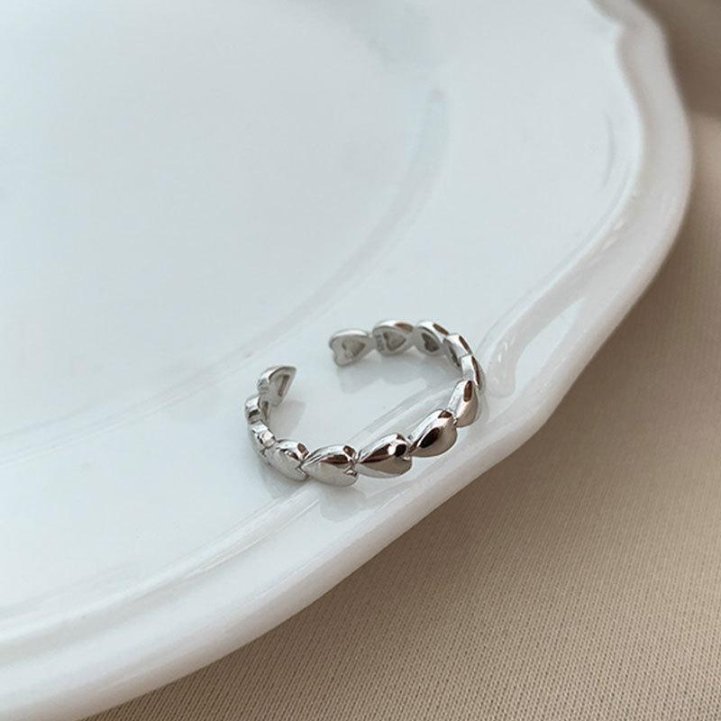 

JOYYIFOR 925 Sterling Silver Retro Love Heart Hollow Open Ring Female INS Trend Sweet Sexy Elegant Handmade Hip-hop Fashion Ring resizable