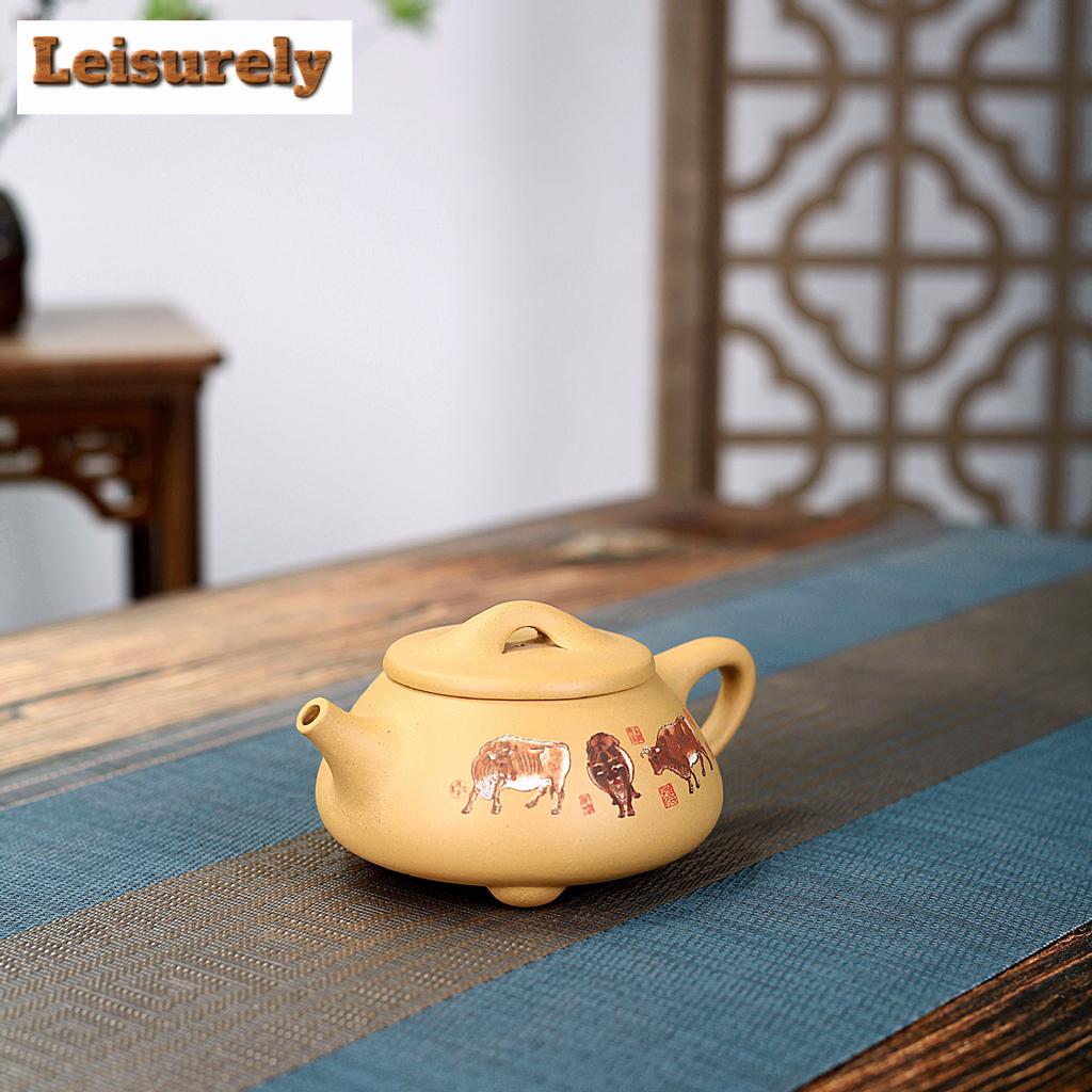 330ml Yixing Purple Clay Teapots Handmade The Cow Stone Scoop Pot Raw Ore Section Mud Tea Maker Kettle With Infuser Zisha Teaset
