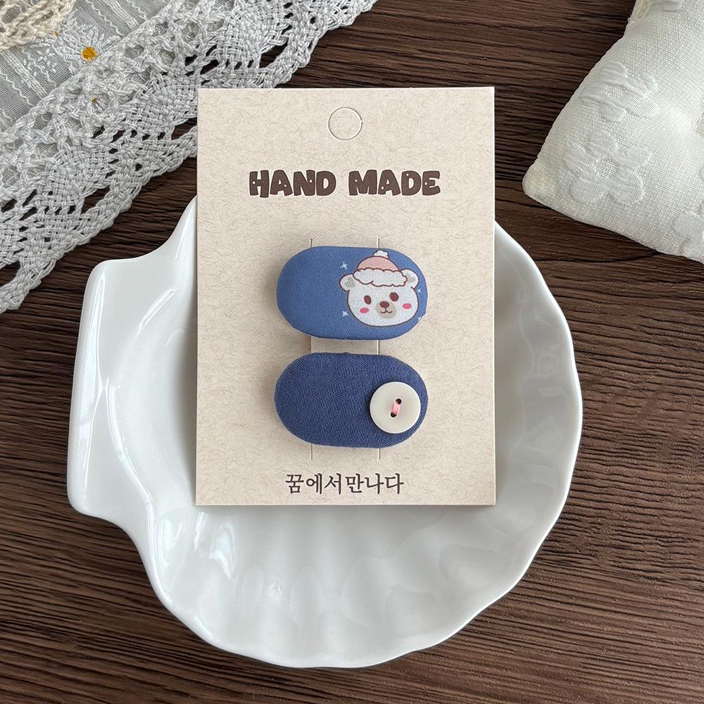 Koreanische karierte florale Haarspangen für Mädchen