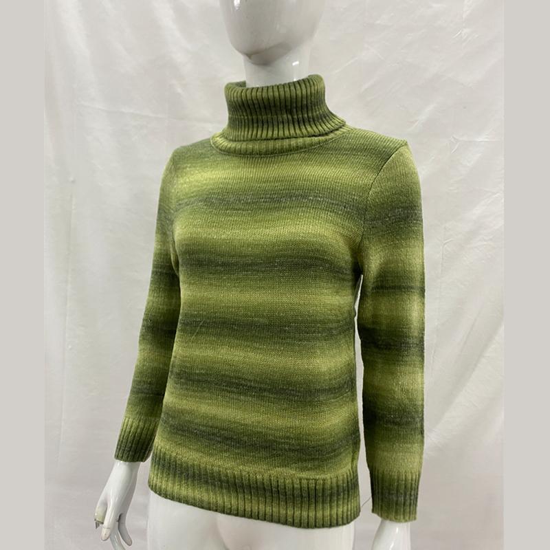 Europäischer und amerikanischer Winter personalisierter gestreifter langärmliger kontrastfarbiger schlankmachender Strickpullover für Damen