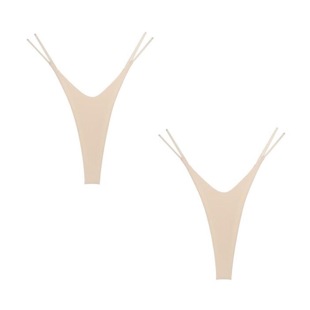 2 Pezzi Perizoma Cotone Doppio Strato a Taglio Alto Slip Bikini Donna G-string Biancheria Intima con Elastico Sottile Doppia Cintura