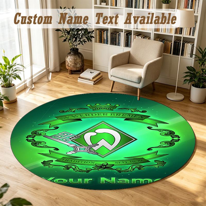 Round Rug Custom NameWerder Bremen FC Pattern Non Slip Carpet Home Floor Decor