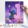 Disney Stitch sleeping J letter oil painting art painting kit, handmade diy art painting home wall decoration bedroom aesthetic wall art
