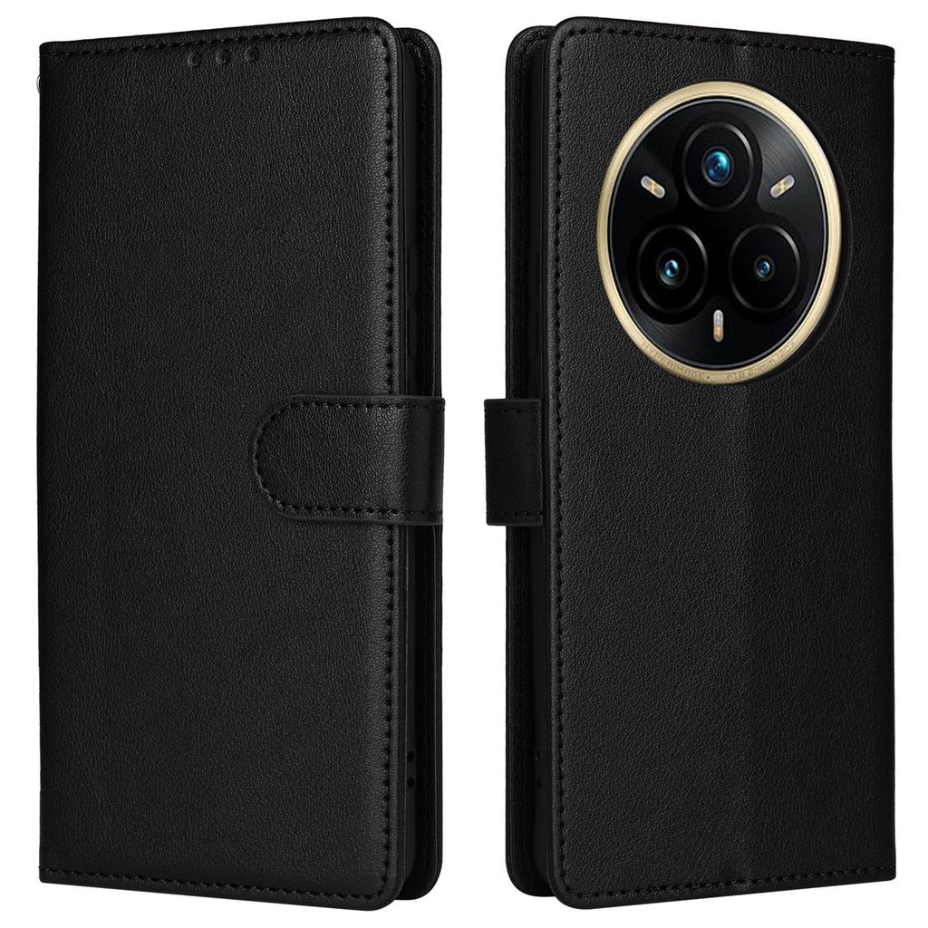 For Realme 14 Pro+ 5G Case Wallet Stand View PU Leather Phone Cover with Wrist Strap