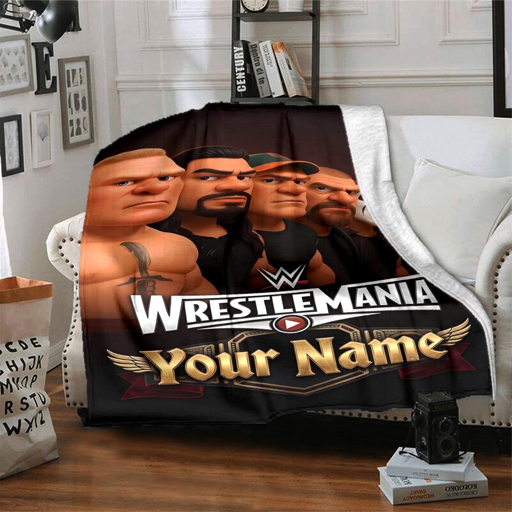 Wrestlemania Customize Text Blanket Cozy Customizable Blanket Durable Comfort Perfect for Nap Chair Living Room Office Four Seasons Multipurpose