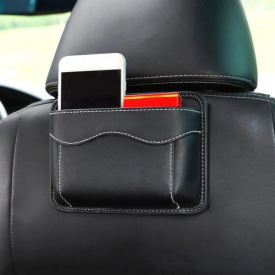 1Pc Car Accessories Seat Side Pocket Storage Box Pu Leather Pouch Phone Holder