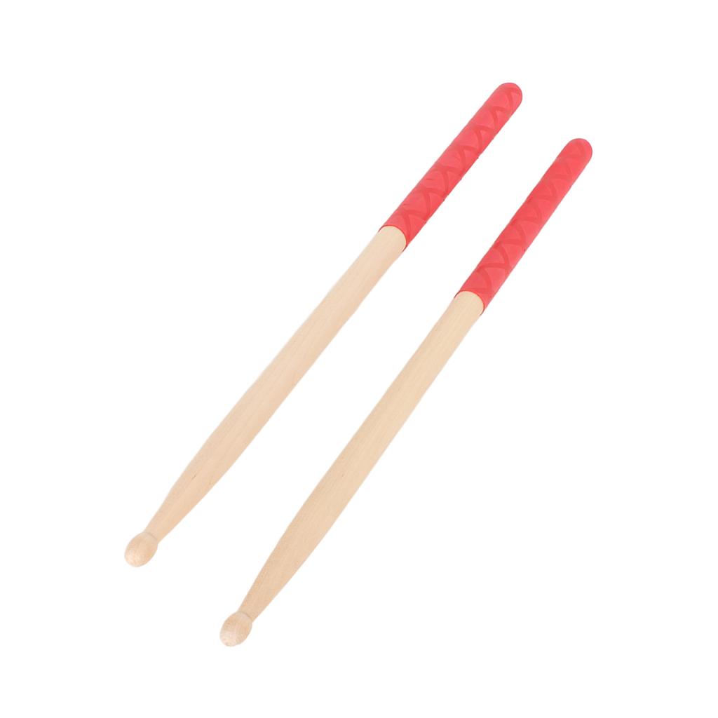 5A Drum Sticks for Adults Kids Beginners Maple Wood Tip Drumsticks with Anti Slip Rubber Handle for
