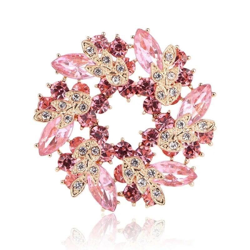 Broches à fleurs en cristal pour femmes, bijoux en strass, broche en tissu pour fête de mariage