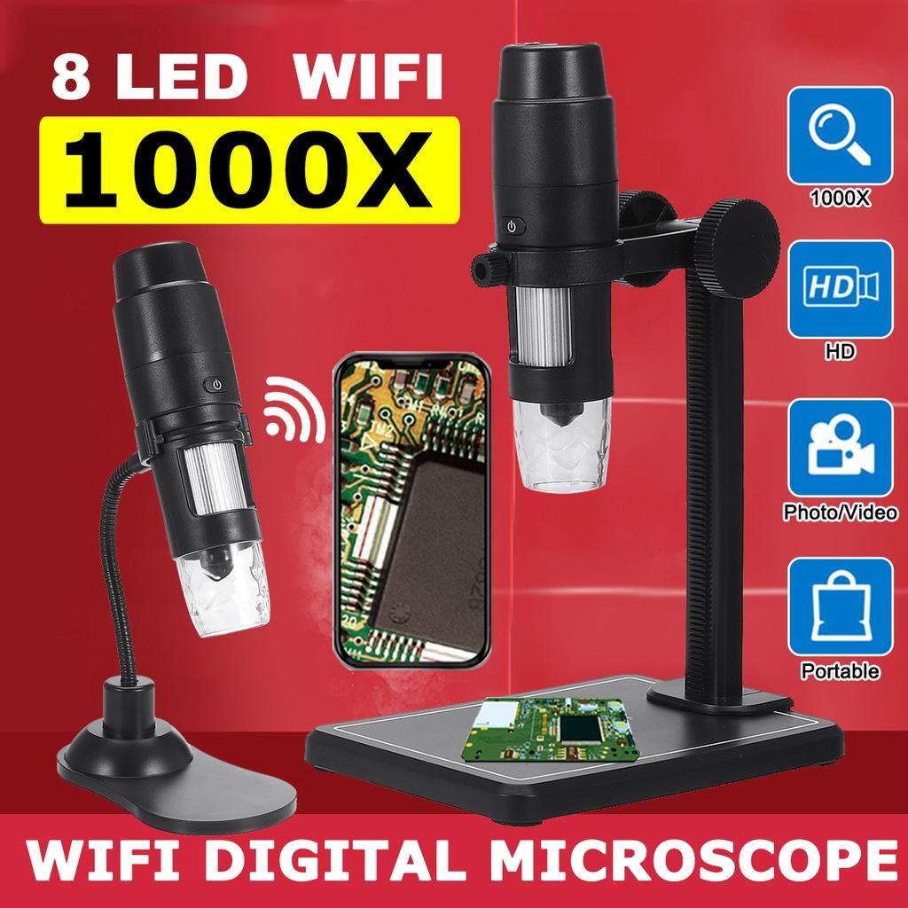 Black 1000X 8 LEDs Electronic Microscope Professional USB Digital Microscope Endoscope Zoom Camera Magnifier+ Lift Stand