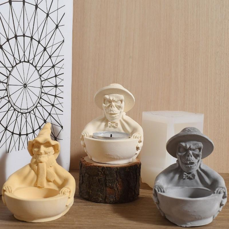 Reusable Silicone Skull Candle Mold Home Decorating Crafting Tool Silicone Texture for Halloween Party Supplies