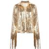 Women's Shiny Sequin Tassel Jacket - European & American Style, Beaded Celebrity Top with Lining