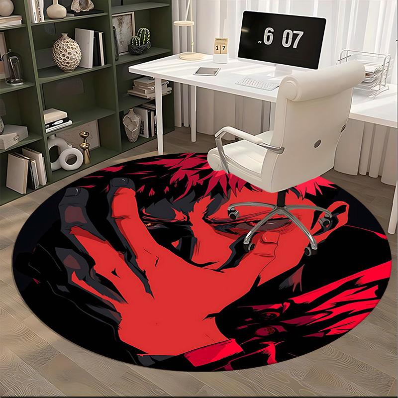 1pc Jujutsu Kaisen Satoru Gojo Round Carpet - Anime Cartoon Design Chair Mat, Non-Slip Rug for Office, Home Decor, Living Room