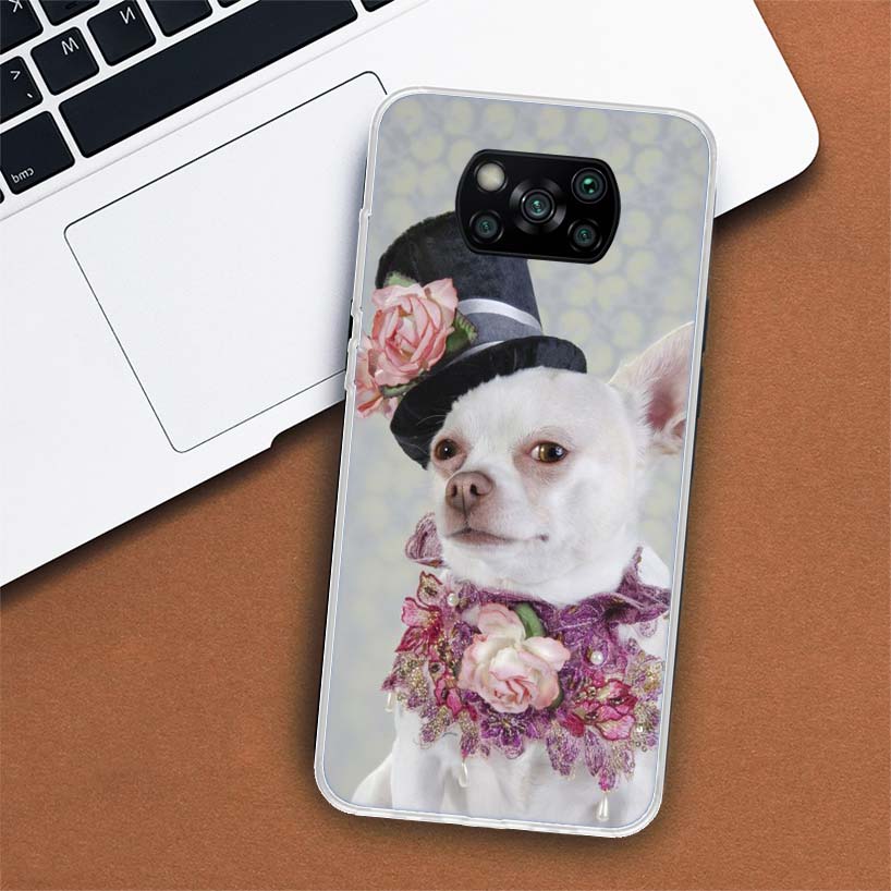 Pouzdro na telefon pro štěně čivavy, psíky v šálku, pro Xiaomi Mi 11 Lite 11i 12X 12 9 8 11T 10T 9T Pro 10 5X 6X Ultra 5G Kryt Coque Capa