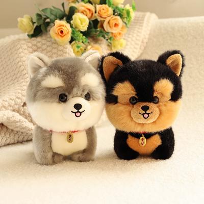 Kawaii Teddy Pets Lifelike Fluffy Puppy Soft Doll Cute Small Chow Pomeranian Corgi Yorkie Plush Toys with Charm Gift For Girl