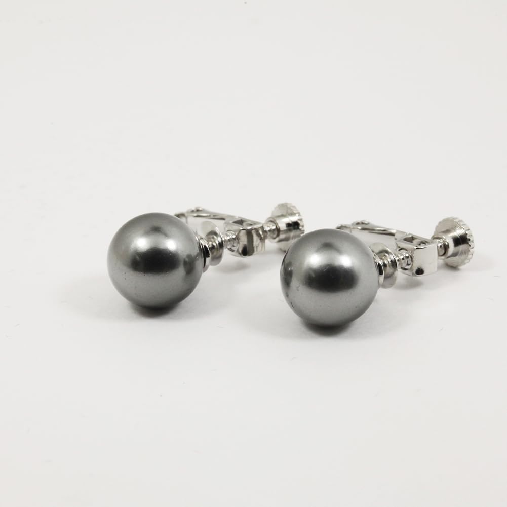 [Your and My Jewelry Box] Made In Japan  High-Quality Domestic Shell Pearl 9mm Formal Set, Gray-Black (Necklace and Earring Set) [Gift Wrapped]