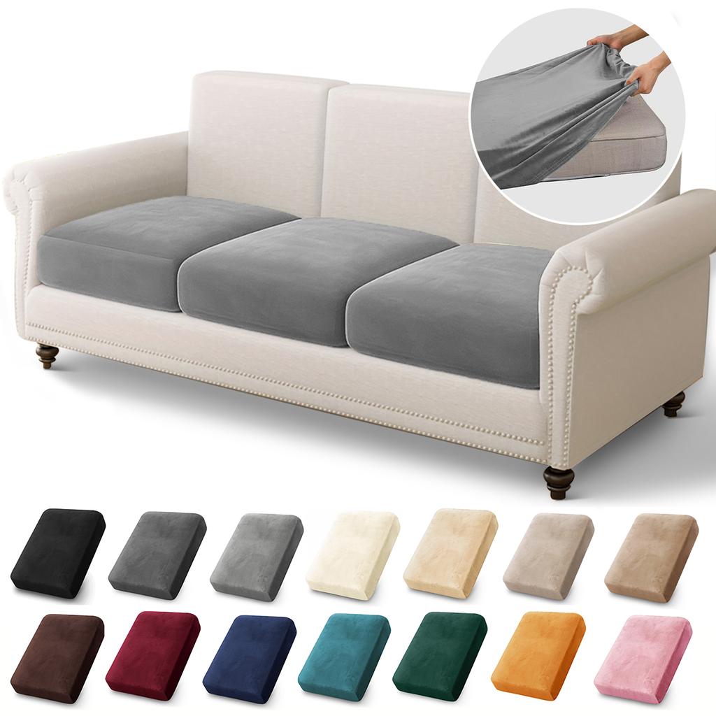 Velvet Sofa Cushion Cover For Living Room Anti-Slip Elastic Sofa Cover Solid Color Soft Slipcover Home Decor Furniture Protector