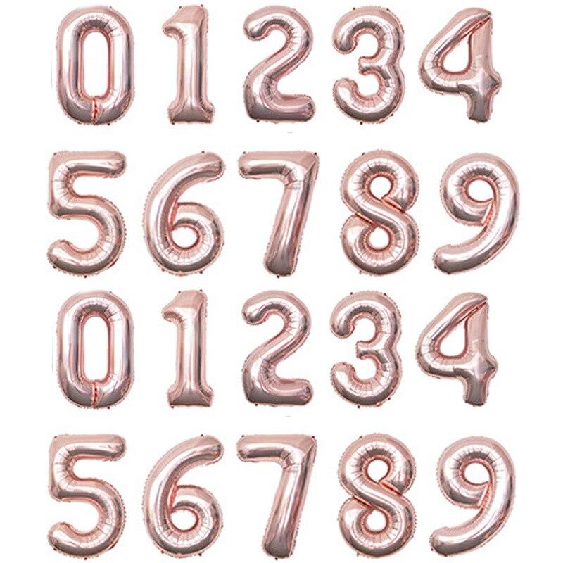 21 Inch Small Number Balloons 0 9 Wedding Wedding Room Baby Birthday Party Decoratio Aluminum Foil Rose Gold Balloon Set