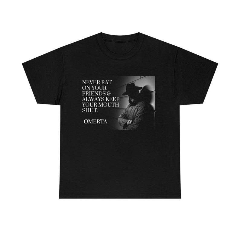 

230 Gsm 100% Cotton Omerta Never Rat Gangster Unisex Heavy Cotton Tee XXS чорний