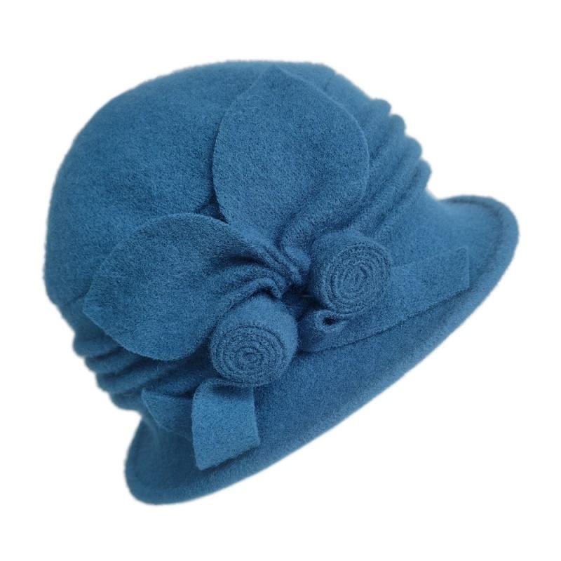 Vintage Fashion Warm Hat Elegant Flowers Decoration Girl's Cap Wool