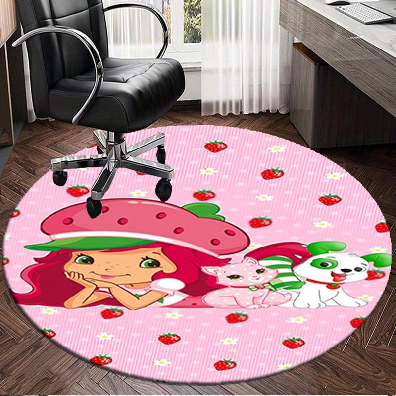 Straw-berry Friends Round Rug for Livingroom,Bedroom, Palyroom, Chair Rug, Area Rug, Circle Carpet, Large Size Fan Christmas Gift