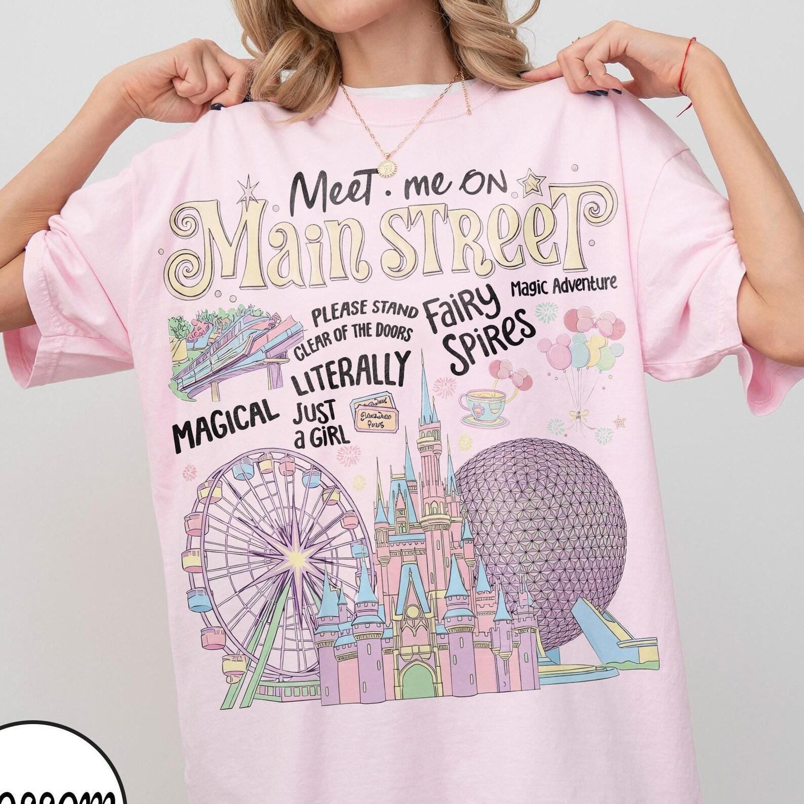Coquette Meet Me On Main Street Comfort Colors Shirt, Disney Magical Place, Literally Just A Girl, Please Stand Clear of the Doors Shirt XL