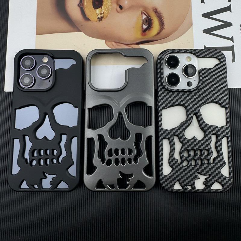 Cool Hollow Heat Dissipation Cool Skull Ghostfa Plating Phone Case For iPhone 17 16 Pro Max 15 14 Plus Air Fashion Slim Cover